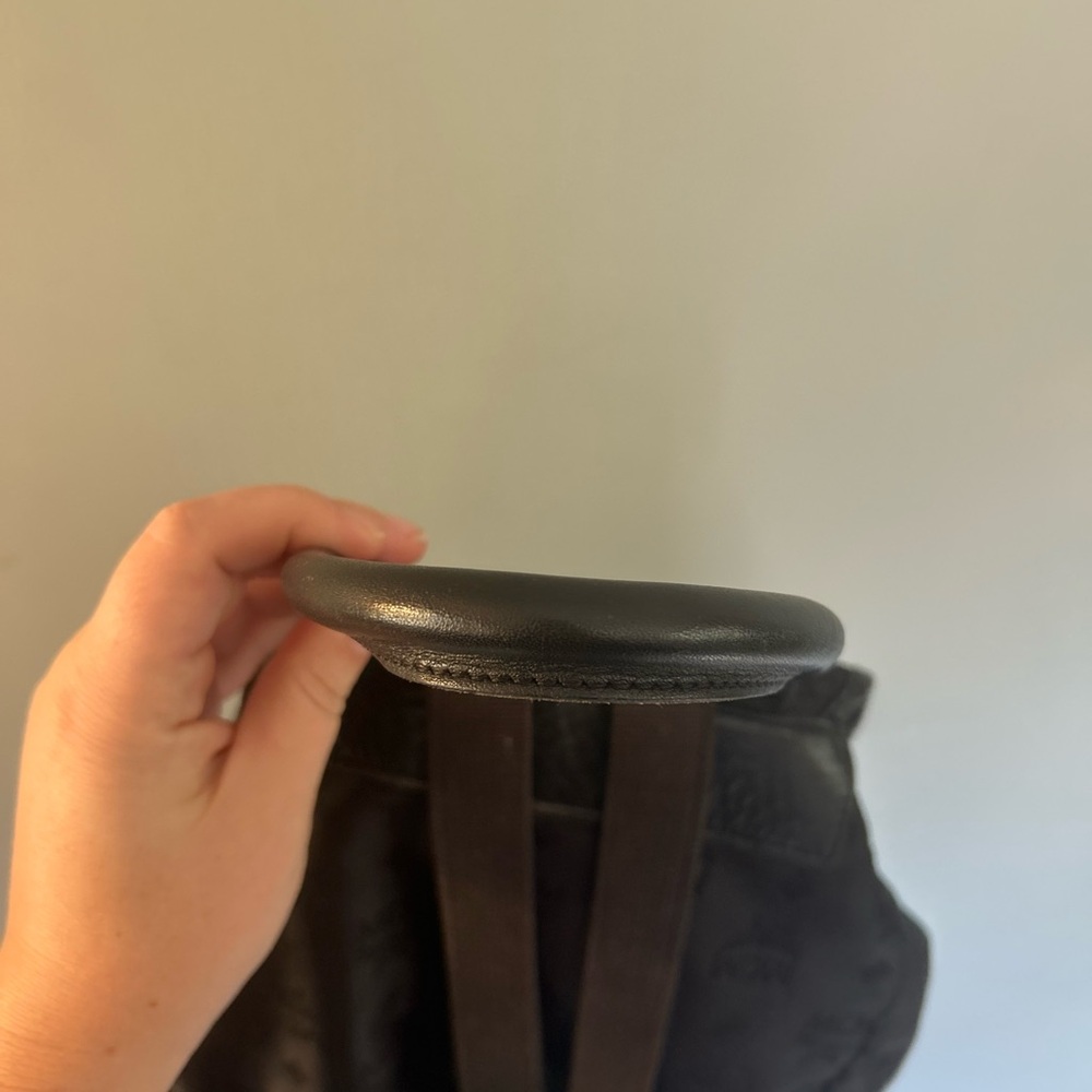 MCM Black Nylon and Leather Backpack with Gold Accents - Picture 7 of 12
